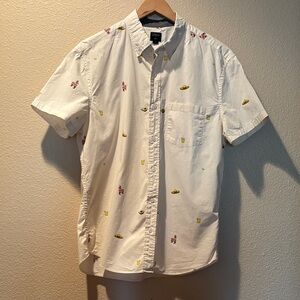 J. Crew Casual fiesta Button Down Shirt piñatas,sombrero, avocado, tequila print